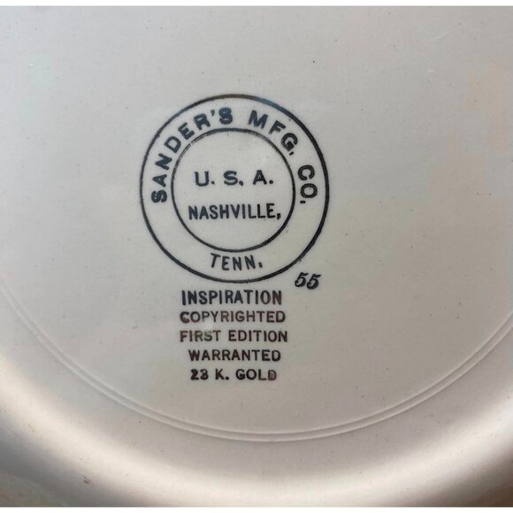 Vintage Sanders Mfg Co 23K Gold Trimmed Jesus Plate - Picture 4 of 5